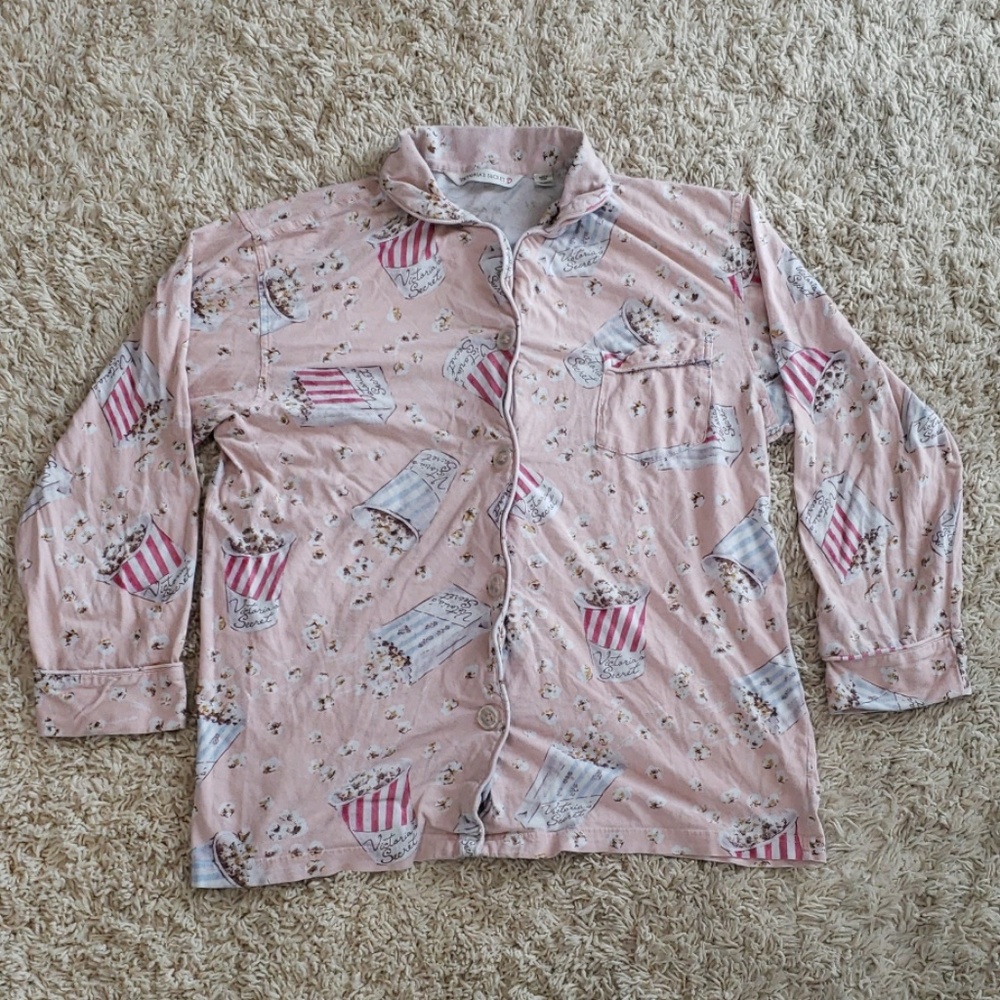 Victoria's Secret pink popcorn pajama shirt M